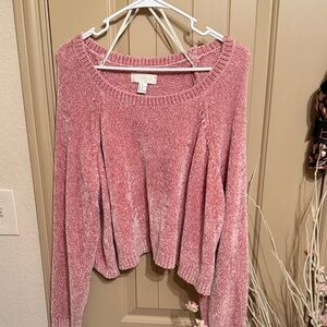 Forever 21 Soft Pink Crew Neck, Crop Top Sweater